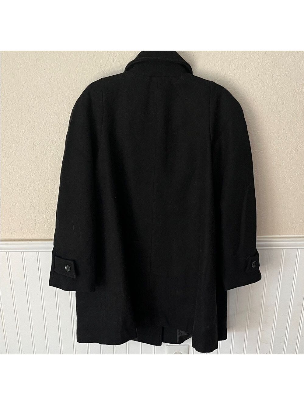 Black Pea Coat Women's Long Coat Cottagecore granny - Picture 5 of 6